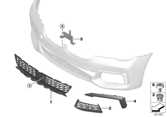 Rejilla entrada de aire izquierda OEM 51118092157 para BMW Serie 7 G11, G12 (730i, 730d, 725d, 740d xDrive). Compatible con motores B47T, B57O, B57T, B48O. Original BMW.