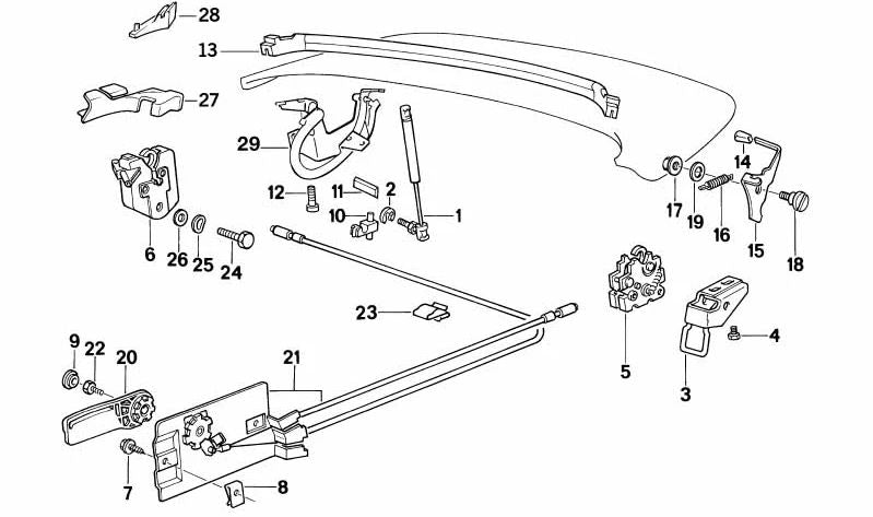Resorte de tracción OEM 51252292147 para BMW E36, E38, E46, E83. Original BMW.