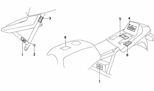 Etiqueta homologación ECE OEM 71212310993 para BMW Motorrad K1. Pieza original BMW Motorrad.