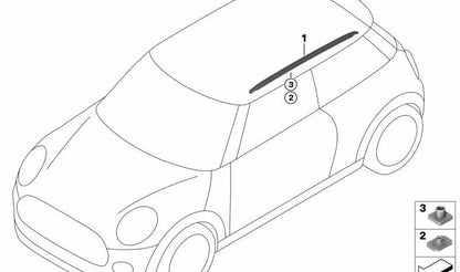 Techo borda derecha OEM 51137331932 para MINI F56, F56 BEV, F56 LCI... y más. Original MINI.