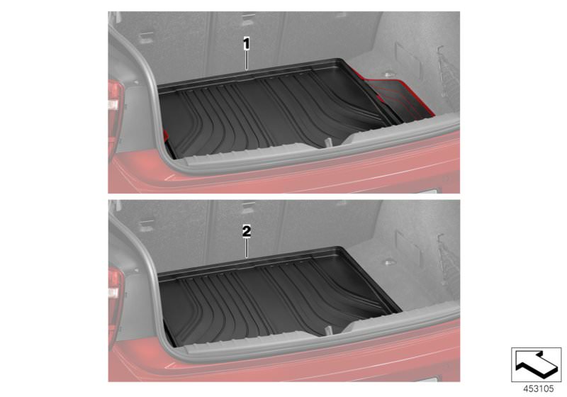 Alfombrilla de maletero rígida negro OEM 51472361659 para BMW Serie 2 F46 con tercera fila (modelos 214d, 216d) 2015-2022. Original BMW.