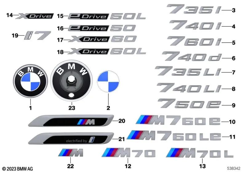 Registrazione per BMW G70 Series 7 (OEM 51145A63D08). BMW originale