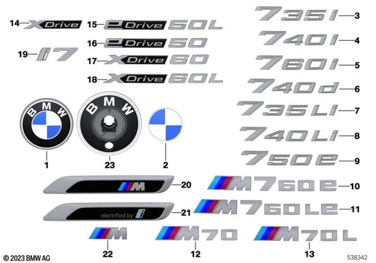 Registrazione per BMW G70 Series 7 (OEM 51145A63D08). BMW originale