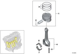 Semicojinete motor OEM 11248583742 para BMW Serie 5 G30, G31, Serie 7 G11, G12, X5 G05, X6 G06, X7 G07... y más. Original BMW.