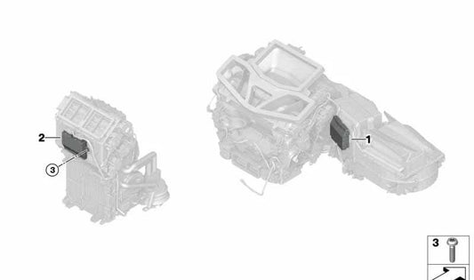Unidad control aire acondicionado trasero OEM 64116821081 para BMW F90 M5, F90 M5 CS, G12 725Ld, G12 730Ld. Compatible con todos los modelos listados. Original BMW.
