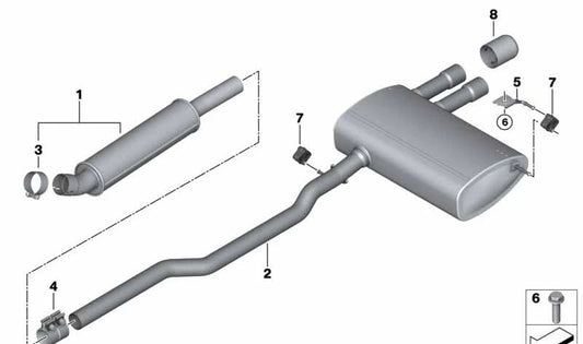 Silenciador adicional OEM 18308615430 para MINI F56, F56 LCI, Cabrio F57, Cabrio F57 LCI. Original MINI.
