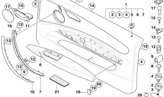 Revestimiento de puerta asiento izquierdo OEM 51417839241 para BMW E81, E82. Original BMW.