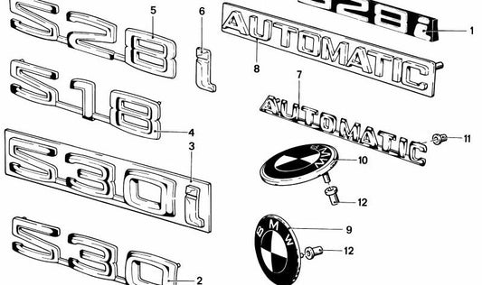 Emblema trasero "518" OEM 51141869973 para BMW Serie 5 E12 (modelos 518, 518i) fabricados entre 1974 y 1981. Repuesto original BMW.