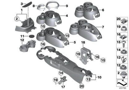 Consola central OEM 51169811328 para MINI Countryman R60, Paceman R61. Original MINI.