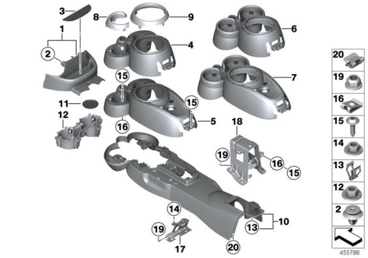 Consola central OEM 51169811328 para MINI Countryman R60, Paceman R61. Original MINI.