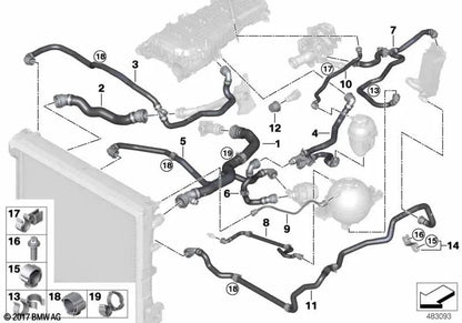 Tubo flexible depósito de compensación OEM 17127535565 para BMW X3 (G01), X4 (G02). Original BMW.