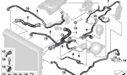 Manguera Enfriador de Refrigerante-Motor para BMW X3 G01, X4 G02 (OEM 17127535560). Original BMW