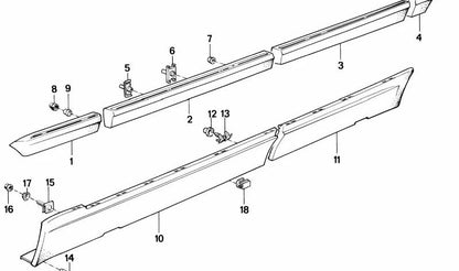 Moulage arrière gauche OEM 51131908687 pour la série BMW 7 E32. BMW d'origine.