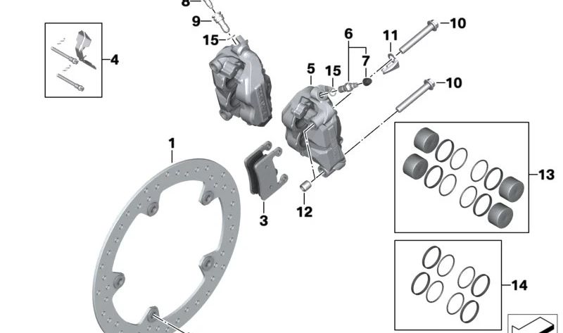Disco de freno delantero OEM 34118526575 para motos BMW R 1200 RT, R 1250 R, S 1000 XR, F 900 R... y más. Original BMW Motorrad.