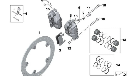 Disco de freno delantero OEM 34118526575 para motos BMW R 1200 RT, R 1250 R, S 1000 XR, F 900 R... y más. Original BMW Motorrad.