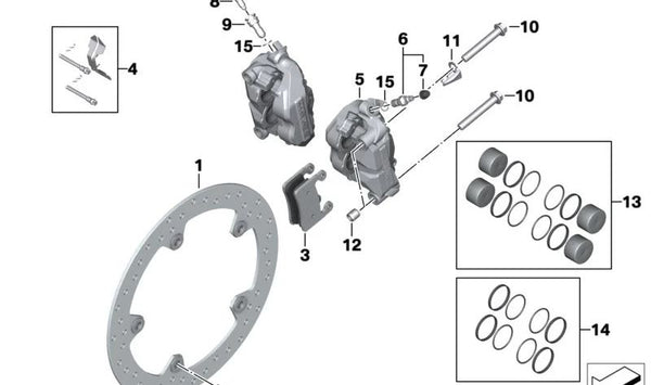 Casquillo de ajuste delantero OEM 34117105710 para motos BMW S 1000 RR (K67) fabricadas entre 2018 y 2022. Original BMW Motorrad.