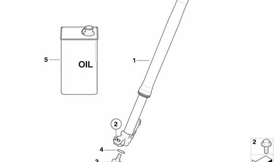 Ramo de garfo esquerdo OEM 31427708803 para BMW Motorrad G 650 X (K15). Originais BMW Motorrad.