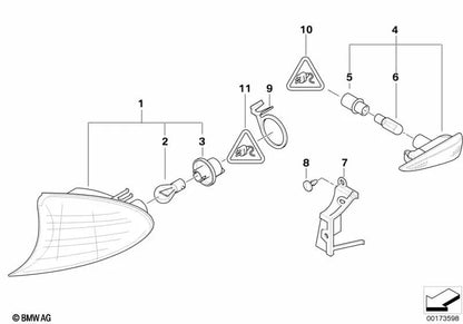 Portalámparas Intermitente Izquierdo para BMW Serie 3 E46 (OEM 63136943121). Original BMW.