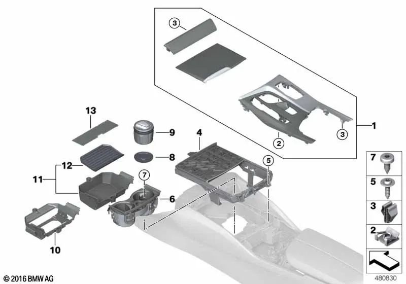 Blenda Central Console für BMW G30, G31, G38, G32 (OEM 51169391274). Original BMW