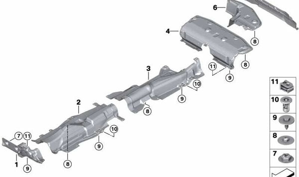 Aislamiento térmico parachoques trasero OEM 51487375658 para MINI Clubman F54, F54 LCI. Original MINI.