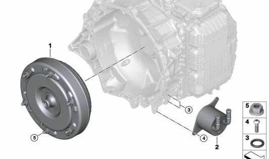 Enfriador de aceite OEM 24148699906 para BMW F48 (X1 xDrive25d) y F39 (X2 xDrive25d). Compatible con motores B47E Automático. Original BMW.