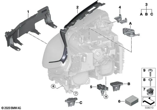 Left Headlight Repair Kit for BMW F90N, G30N, G31N, G38N (OEM 63119879645). Original BMW