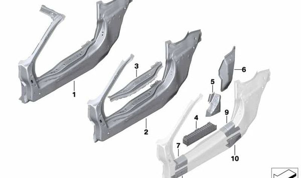 Embellecedor faldón lateral izquierdo OEM 41007323563 para BMW I12, I15. Original BMW.