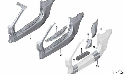 Refuerzo pilar C derecho OEM 41007305936 para BMW i12 (i8 Coupé) y i15 (i8 Roadster). Compatible con modelos desde 2014 hasta 2020. Pieza original BMW.