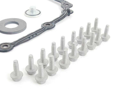 Kit de filtro de óleo para caixa de câmbio automática OEM 24152357284 para BMW E81, E82, E87, E88, E90, E91, E92, E93, E84, E83. Inclui junta, ímã, parafusos e plugue de drenagem. BMW original.