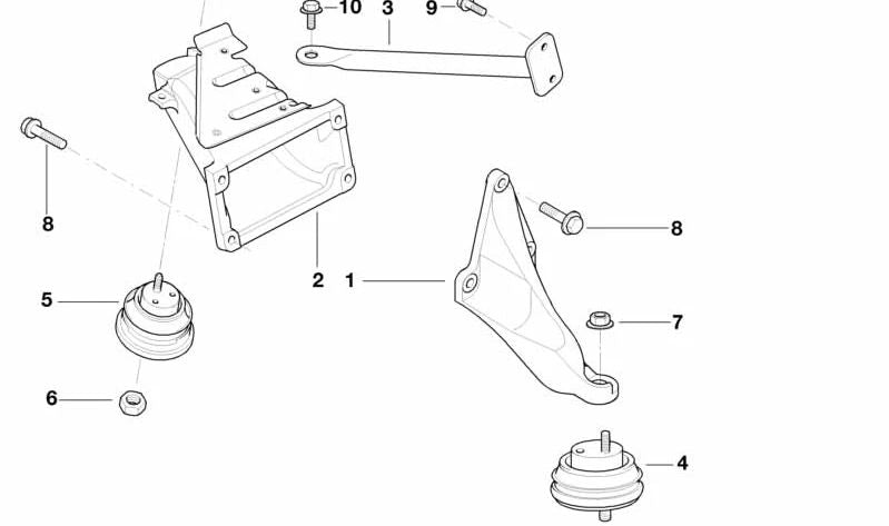Soporte de motor OEM 22111093110 para BMW E39. Original BMW.