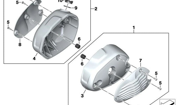 Tapa de culata "2V" derecha OEM 77128565724 para motos BMW R nineT, R nineT Pure, Scrambler, Racer, Urban G/S. Original BMW Motorrad.