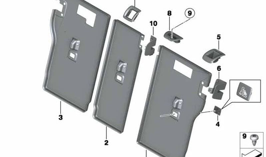 Right backrest trim for BMW F31, F31N (OEM 52207306151). Original BMW.