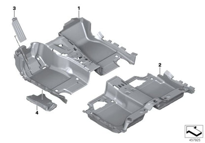Alfombra trasera negra OEM 51477459456 para BMW Serie 7 G12, G12 LCI (2014-2022). Original BMW.