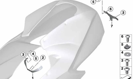 Soporte de revestimiento trasero OEM 46637707513 para motos BMW HP2 Sport. Original BMW Motorrad.