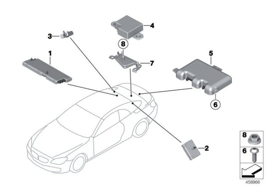 Antena multibanda LTE-SDARS OEM 65208794526 para BMW i8 I15, Z4 G29, 4' G23, 8' G14... y más. Original BMW.