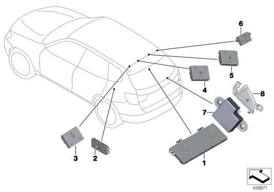 Amplificador de antena Diversity OEM 65209276063 para BMW X3 F25. Original BMW.