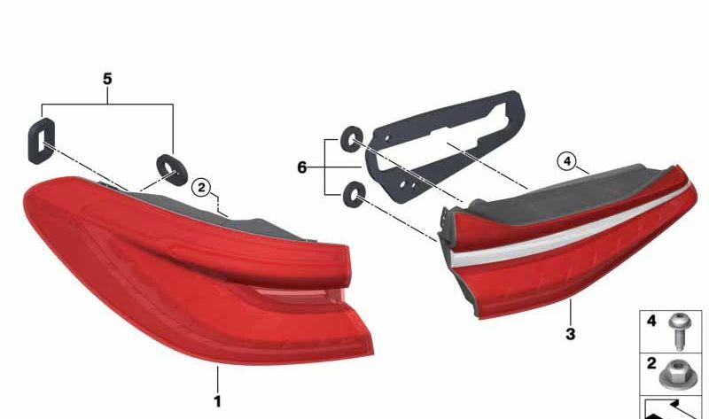 Piloto trasero LED izquierdo OEM 63217376483 para BMW G32. Original BMW.