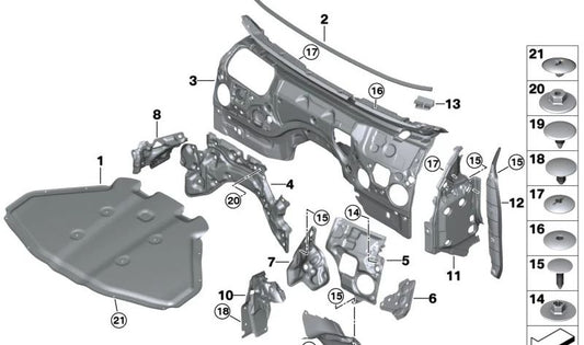 Ruota anteriore sinistra isolante acustica per la serie BMW 7 G70 (OEM 51489423329). BMW originale