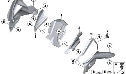 Cubierta aleta deflectora de aire izquierda OEM 46638564637 para motos BMW F750GS, F850GS, F900GS... y más. Original BMW Motorrad.