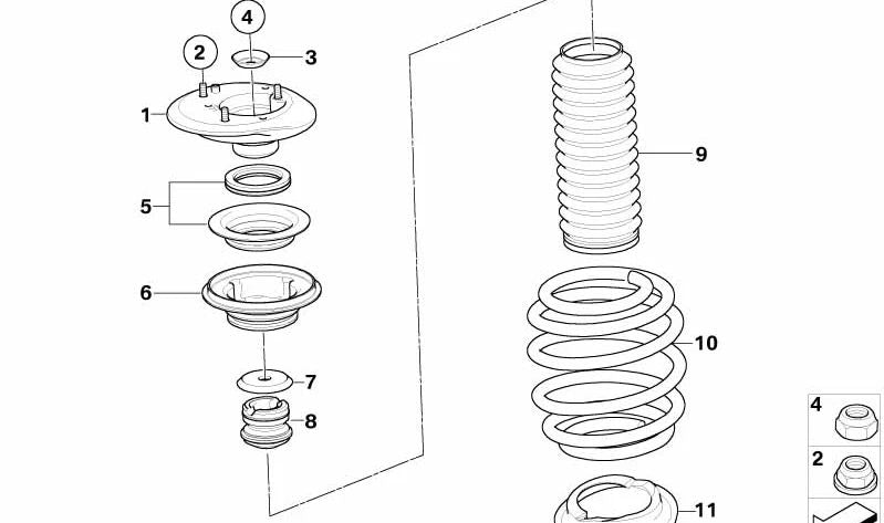 Pier à suspension avant OEM 31332282631 pour BMW E46. Pièce BMW originale.