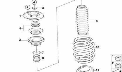 Pier à suspension avant OEM 31332282631 pour BMW E46. Pièce BMW originale.