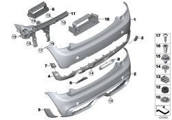 Black Band trasera inferior OEM 51127380015 para MINI F56, Cabrio F57. Original MINI.