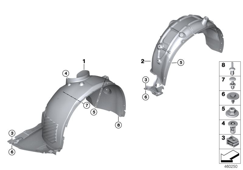 Cubierta paso de rueda delantera derecha OEM 51717342176 para BMW X1 F48 (modelos sDrive16d, 18i, 20i, xDrive20d, xDrive25i). Compatible con vehículos fabricados entre 2015 y 2022. Pieza original BMW.