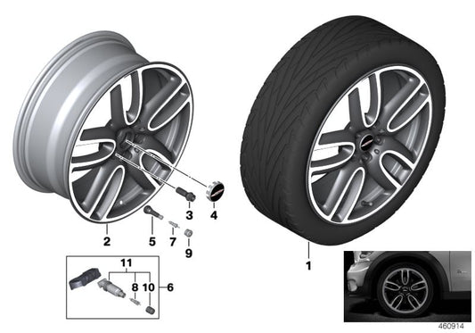 Insertador de válvula RDCi OEM 36146867031 para MINI (F54, F55, F56, F57, F60) y BMW (F20, F21, F22, F23, F30, F31, F32, F33, F34, F36, F39, F40, F44, F45, F46, F48, F80, F82, F83, F87, F15, F16, F85, F86, i3 I01, i8 I12, I15). Original MINI y BMW.