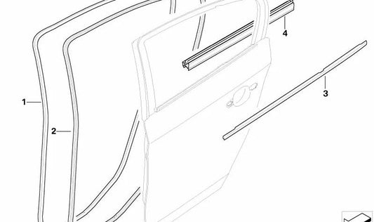 Cubierta exterior puerta trasera derecha OEM 51357220190 para BMW Serie 3 E90, E90 LCI. Original BMW.