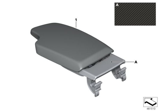 Reposabrazos Alcántara delantero central OEM 51162405918 para BMW Serie 3 F30, F31, F34 y Serie 4 F32, F33, F36... y más. Original BMW.