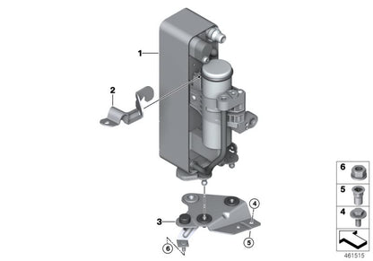 Soporte de condensador A/C OEM 64219343668 para BMW F20, F21, F22, F23, F30, F31, F32, F33, F34, F36. Original BMW.