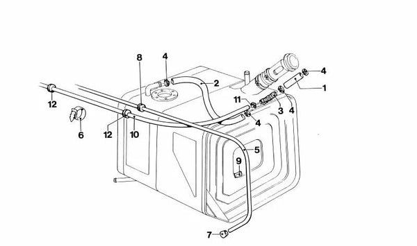 Tubo de combustible OEM 16122161108 para BMW Serie 3 (E36), Serie 5 (E34), Serie 7 (E32). Original BMW.