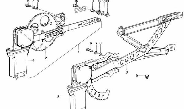 Elevalunas eléctrico delantero izquierdo OEM 51331921505 para BMW E24. Original BMW.