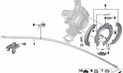Cable freno de mano OEM 34406857640 para BMW F30, F31, F34, F32, F33, F36. Compatible con múltiples versiones del Serie 3 y Serie 4. Original BMW.